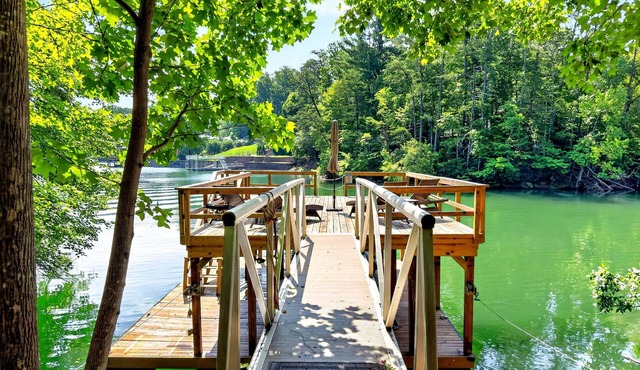 Calm Water Cove | Private Dock on Lake James, Game Room, Fire Pit & Spa Suite — Dogs Welcome! in Nebo