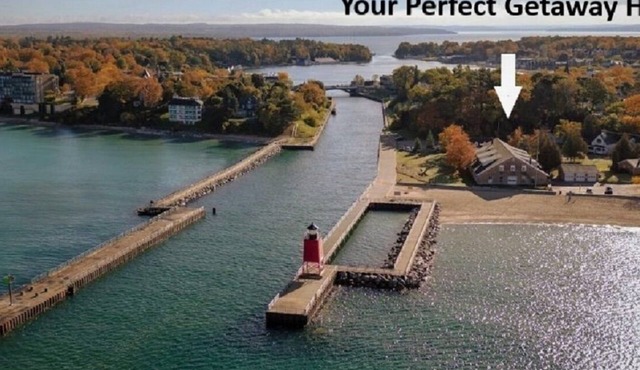 Lake Michigan Waterview Family Retreat - Steps to Beach & Downtown Charlevoix in Charlevoix