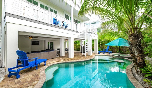Luxury Home with Pool, Rooftop Deck, and Gulf Views! 1.5 Blocks to Beach in Anna Maria