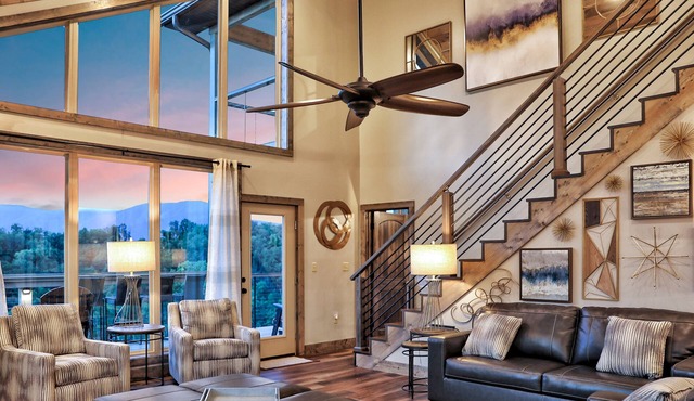 MAGNIFICENT Modern Luxury Cabin! VIEWS! HUGE Decks! Fire Pits! Gaming! Theater! in Gatlinburg