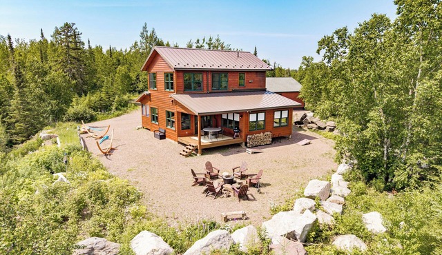 Secluded retreat with breathtaking views of Lake Superior and private Hot Tub in Silver Bay