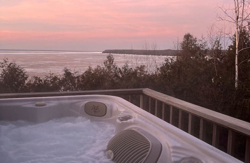 Sister Bay House | Hot tub, fireplace, walking path to town, patio & deck, STUNNING WATER VIEWS!