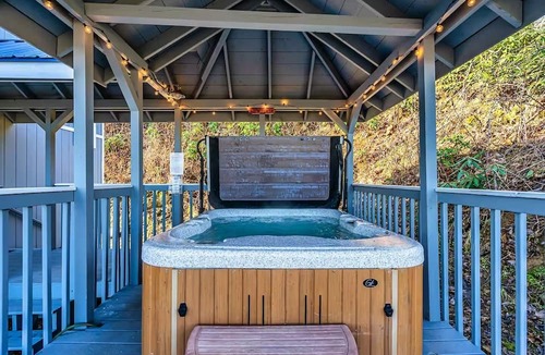 Chalet Village North Cabin | 2 King Suites Near Downtown Hot Tub 3 Pools Dog Friendly Mountain View